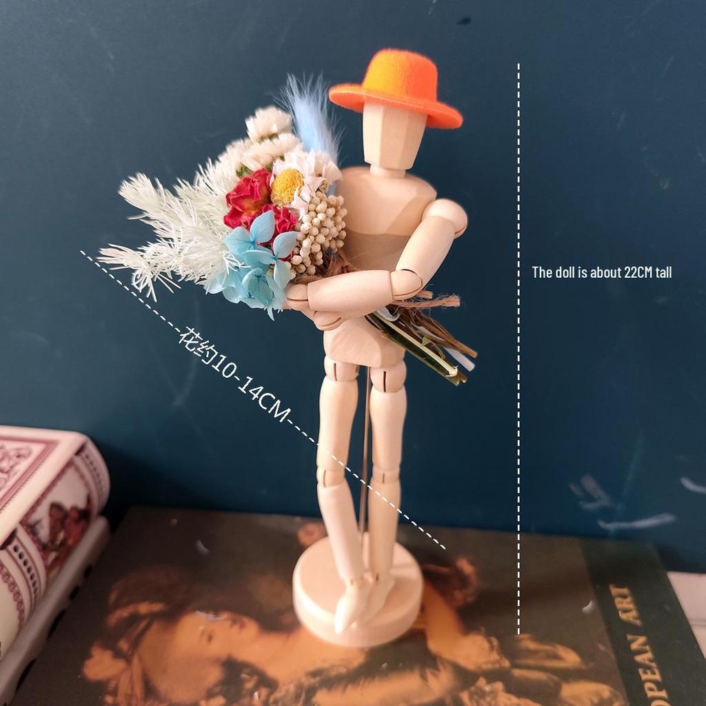 Jointed Wooden Puppet Doll: Handcrafted Human Body Ornament & Decompression Gadget.