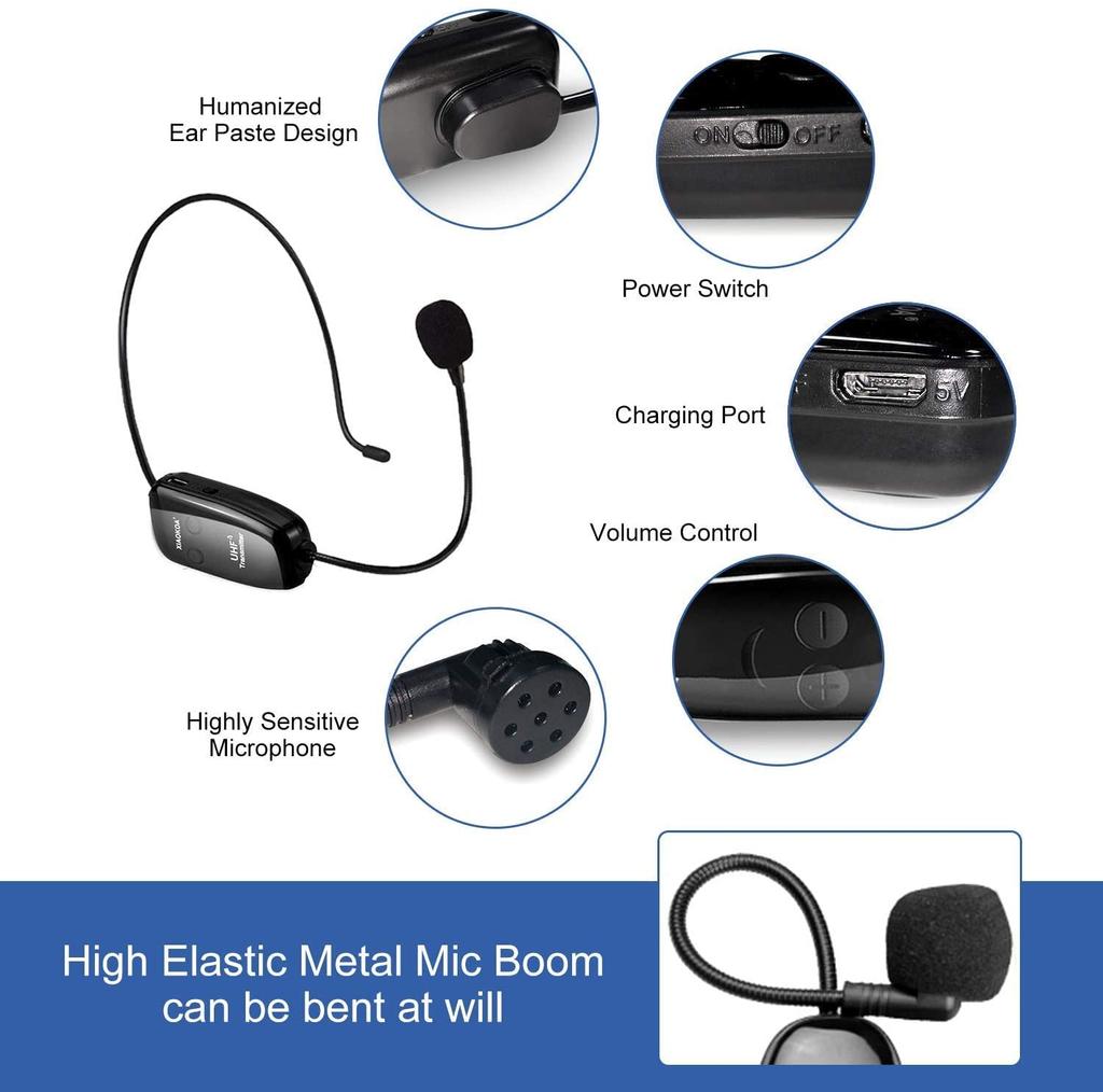XIAOKOA Wireless Headset Transmission Volume Portable Stage Compatible with No Recording Certified by ITE Approval Instruction Manual Compatible with