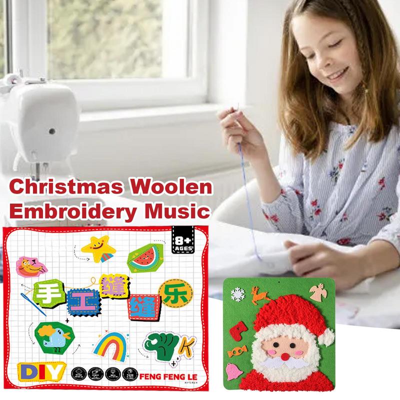 Embroidery Set for Kids Interesting Puzzle Craft Sewing Kit Interactive Hand Crafts Experience Needlepoint Kits for Children