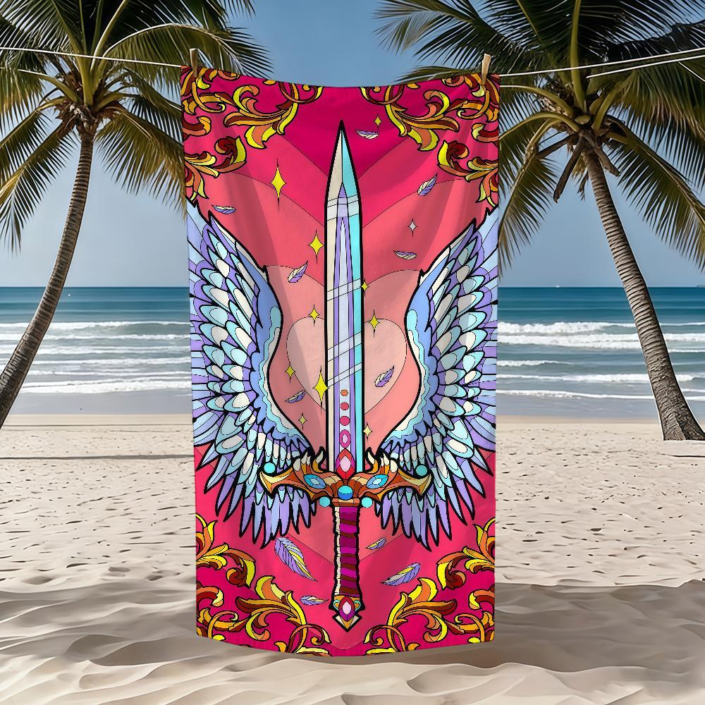 Towel Textile Bathrobe Beach Sword Winged Quick-Drying Lightweight Coloring Portable Camping Swim Pool Travel