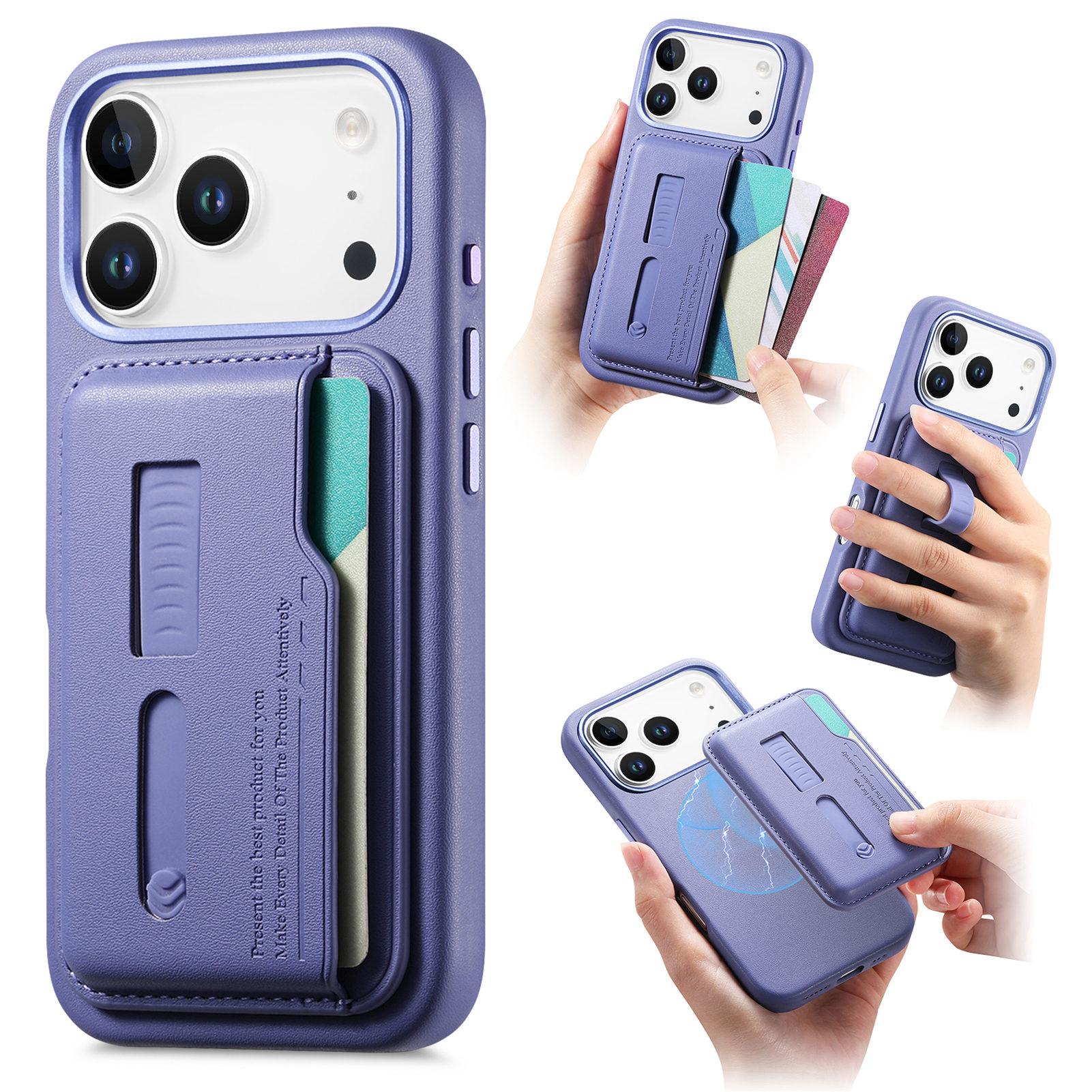 

2 in 1 Detachable Strong Magnetic Silicone Wallet Cards Solt Case for iPhone 17 Pro Max 16 Plus 15 14 17 Air Wristband Cover iPhone 15 светло-фиолетовый