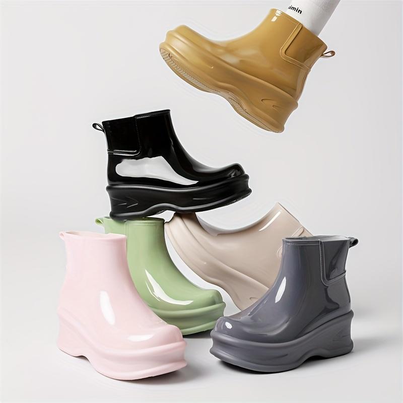 Stivali da Pioggia da Donna Outdoor Giapponesi-Coreani Eleganti - Tomaia in PVC Antiscivolo di Alta Qualità, Soletta Ammortizzata in EVA e Fodera in Tessuto, Design a Punta Tonda