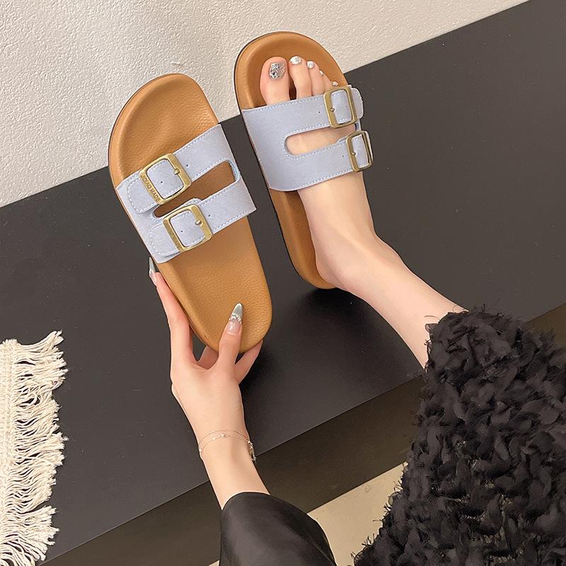 

Крутые шлепанцы на толстой подошве женская обувь летняя новая большого размера ощущение ходьбы по дерьму одним словом шлепанцы женские с мягкой подошвой 41 синий