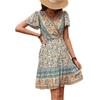 Ethnic style geometric flower print one-piece dress