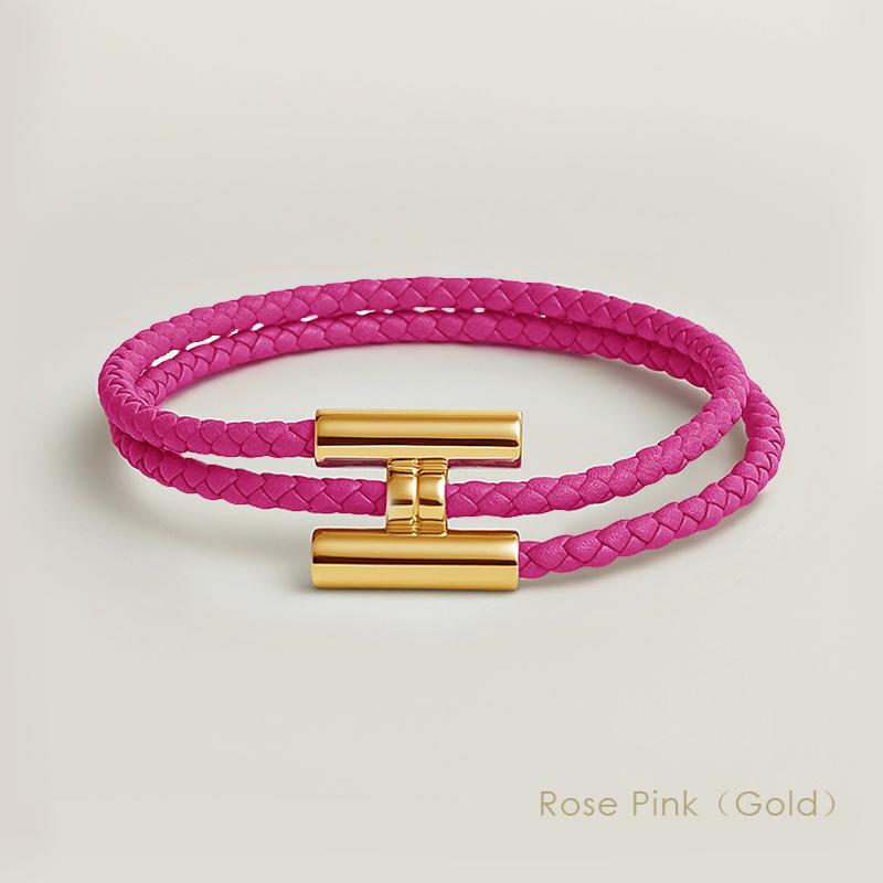 MOONLIGHT Classic H Button Braceles for Women Double-layer Leather Charm Bracelet Female Fashion Couple Jewelry Gifts 13 Colors