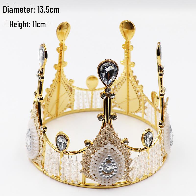 Queen Crown Cake Decoration with Lace, Pearls, and Baby's Breath for Birthdays