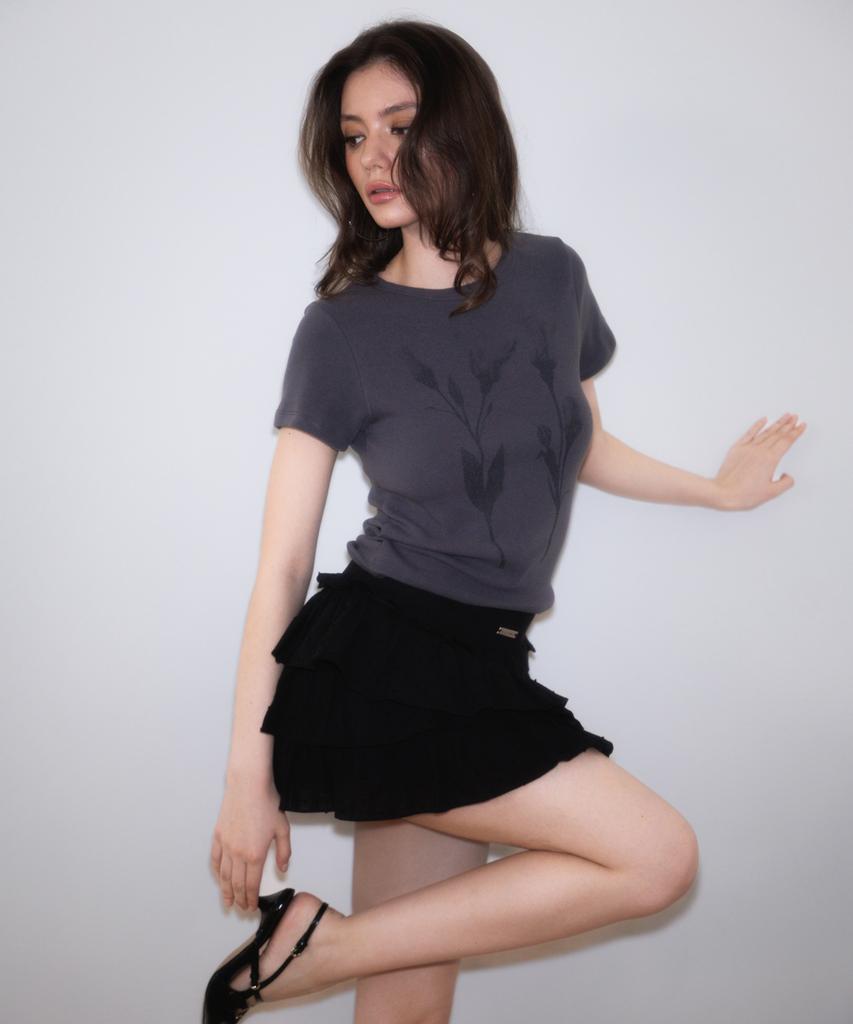 ROSEFRANTZ Lovely Flare Cancan Mini Skirt [Black]
