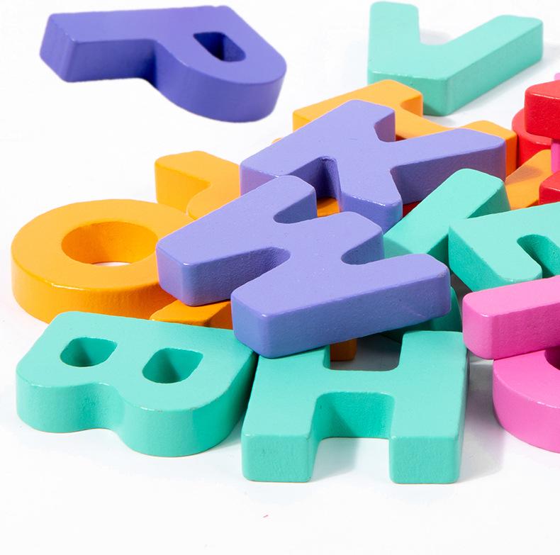 Montessori Alphabet Matching Wooden Blocks: Educational Puzzle Toys for Kids Ages 2-6.