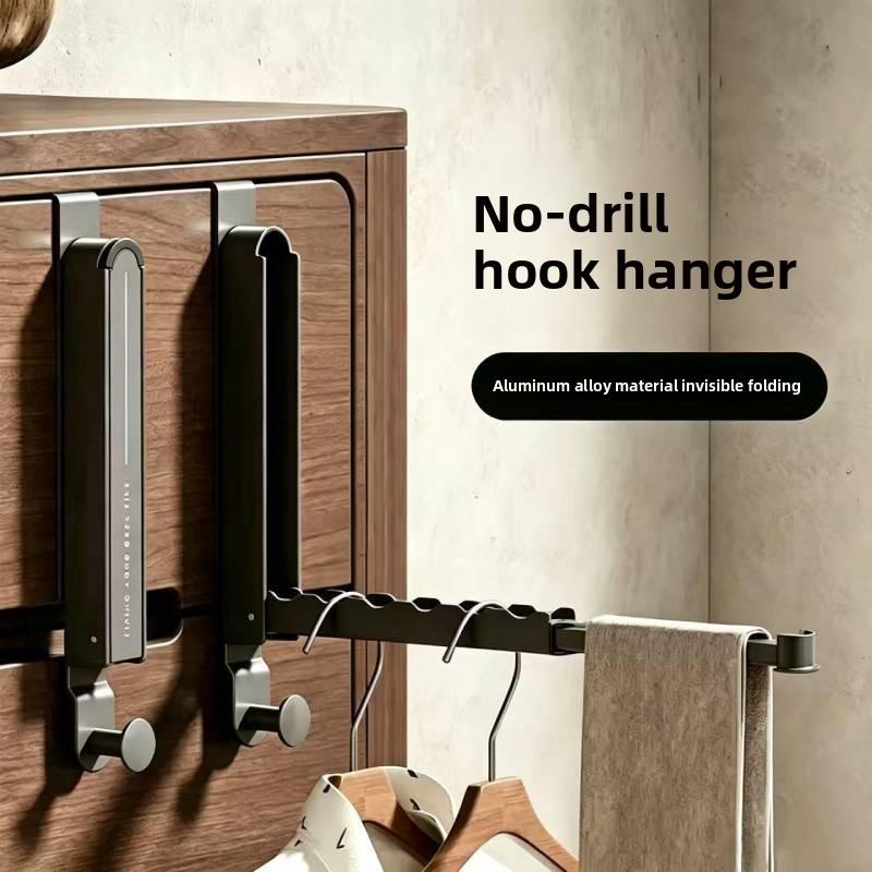 Modern Minimalist Aluminum Alloy Foldable Closet Hook For Bedroom Door Hanging Storage