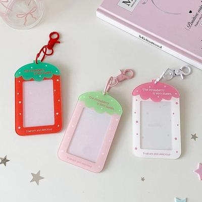 Card Cover Photo Photocard Frame with Keychain Idol Card Display Protector School Stationery