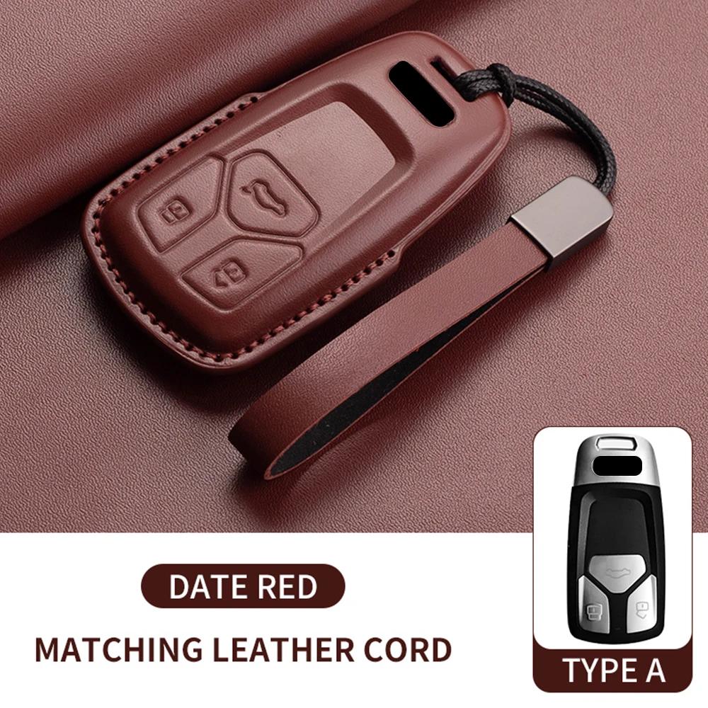 Leder Auto Schlüsselhülle für A4L A5 Q7 TT TTS A3 A4 B9 A6 A7 4K A8 E-tron Q5 Q8 C8 D5 SQ8 Auto Schlüsselanhänger Zubehör