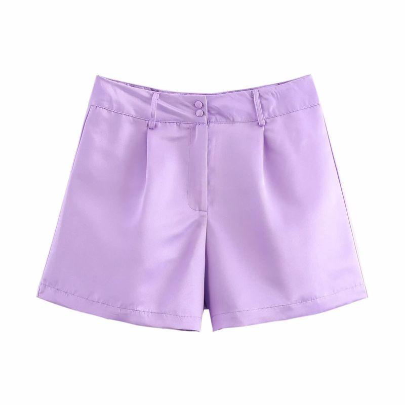 Kaslead New Arrival Women's Clothing Fashion Style Stylish Simple and Versatile High Waist Bag Buckle Multicolor Shorts