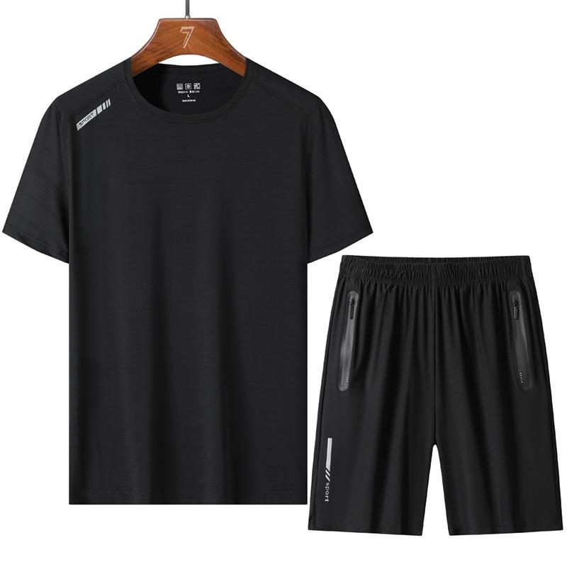 Men's Color Blocked Short Sleeve and Shorts Set