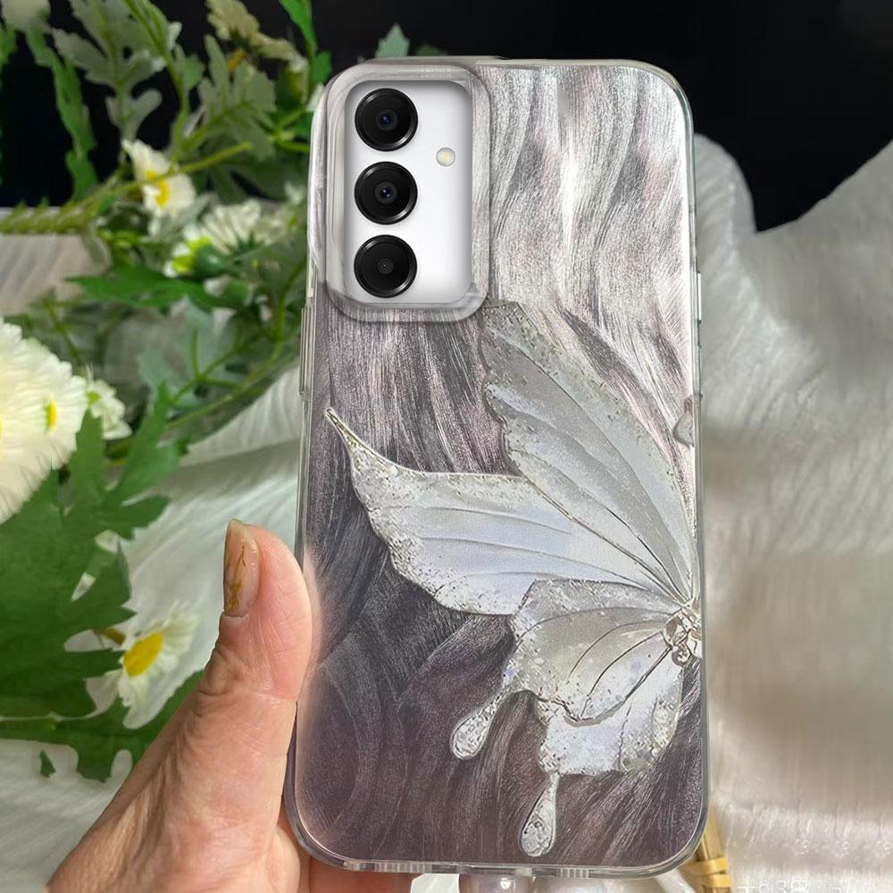 Luxury Laser Silver Butterfly Texture Phone Case for Samsung Galaxy A55 A56 A36 A26 A16 A54 A06 A53 Shell Silicone Back Cover