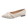 168844 French pearl single shoes women's summer pointed head flat bottom four seasons laden shoes widened and fattened large size women's shoes 4143