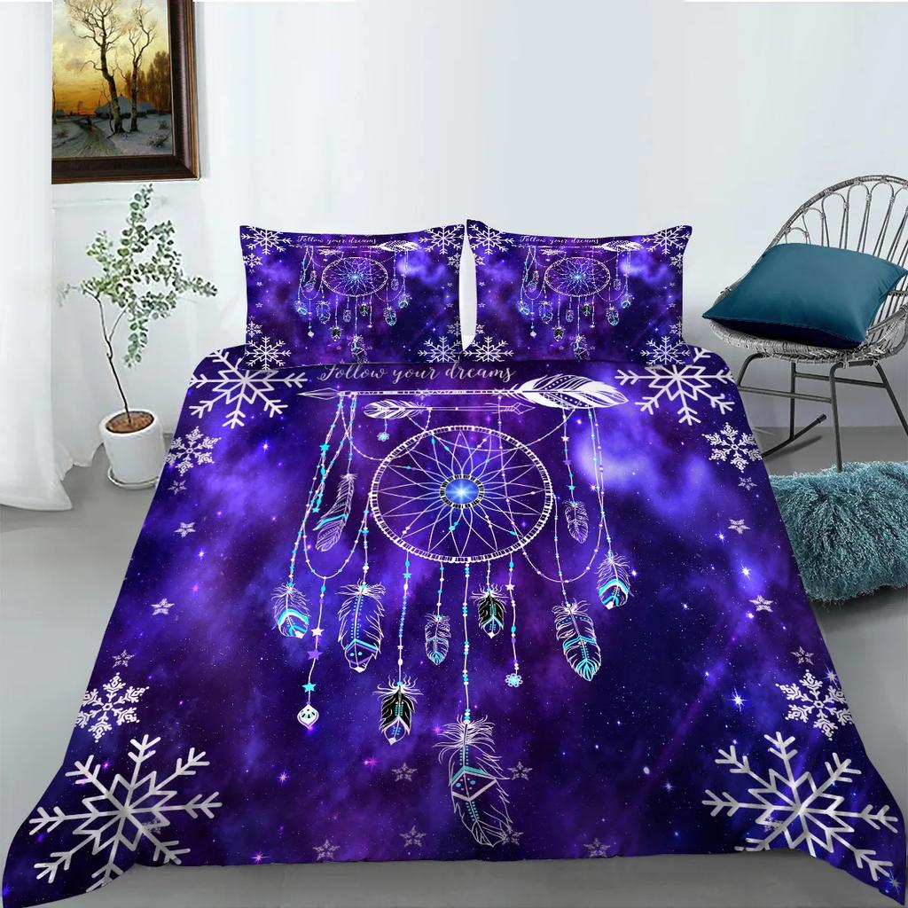 Colorful Dream Catcher Fish And Feather Dreamlike Duvet Cover Boho Polyester Quilt Cover For Girls Women For Bedroom Decorations