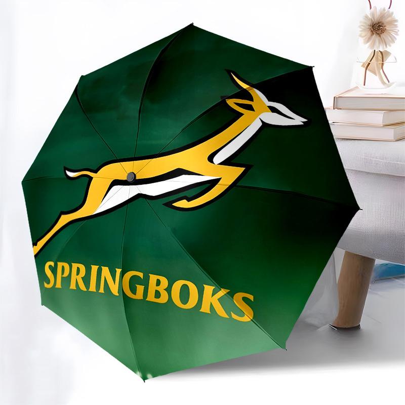 Springboks, Rugby Automatisches Öffnen und Schließen, 8-Rippen-Struktur Tragbarer Regenschirm, Geeignet für Männer und Frauen in allen Jahreszeiten, Perfektes Geschenk