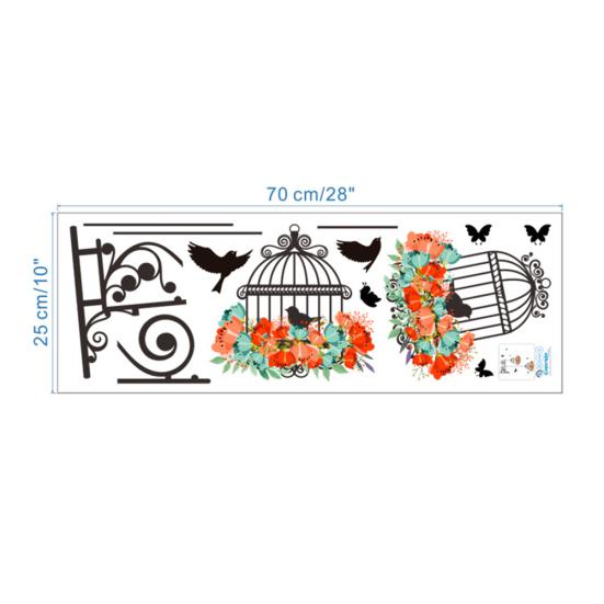 Removable Waterproof Adhesive Sticker Birdcage Flower Wall Home Decal Room Decor