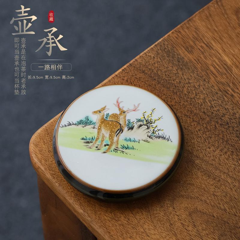 Ceramic Coaster Holder Kung Fu Set Accessories Ru Kiln Handmade Large Retro Underglaze Tray Tea Ceremony Wholesa