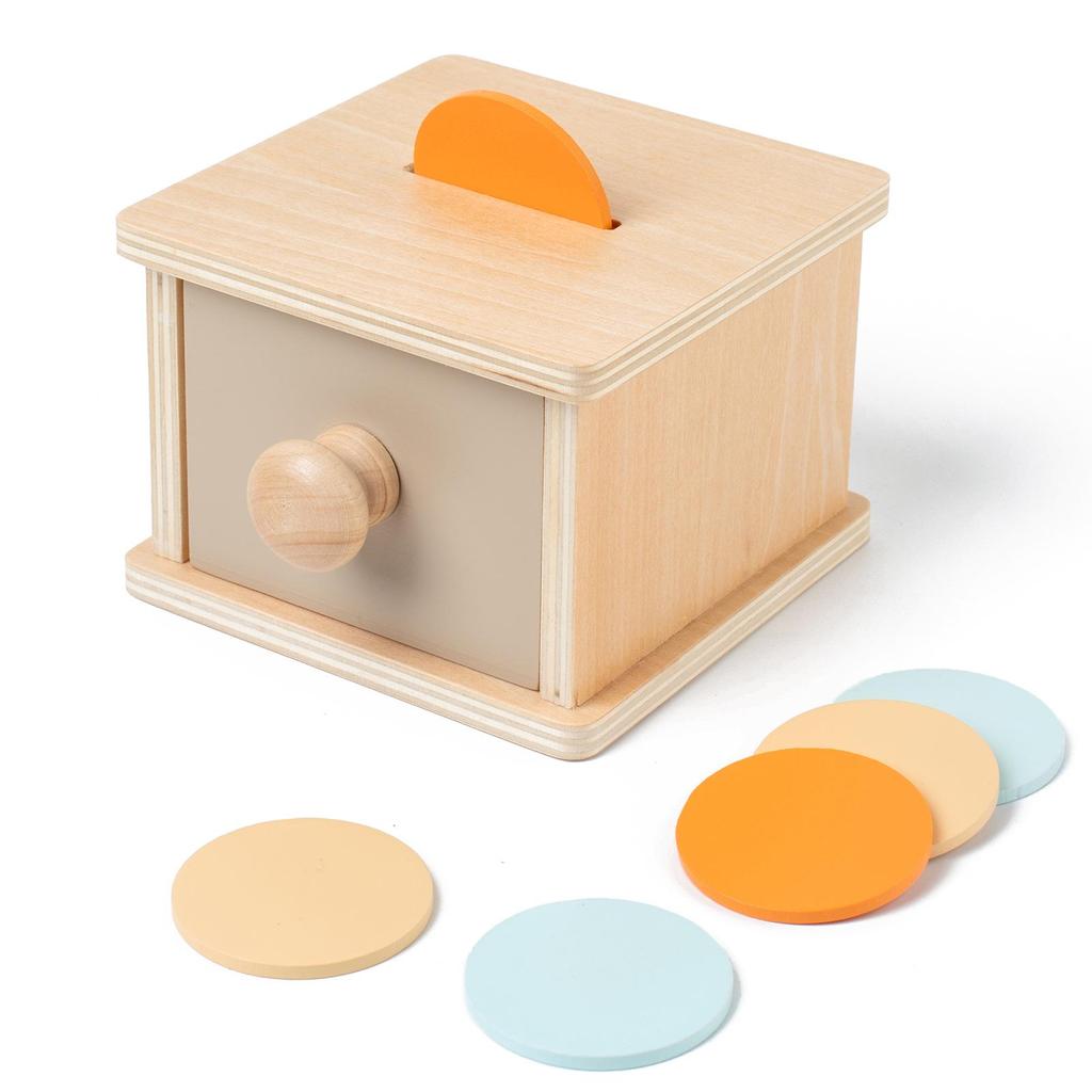 Montessori Wooden Drawer Box Early Education Textile Drum Pressure Ball and Puzzle Toys for Kindergarten