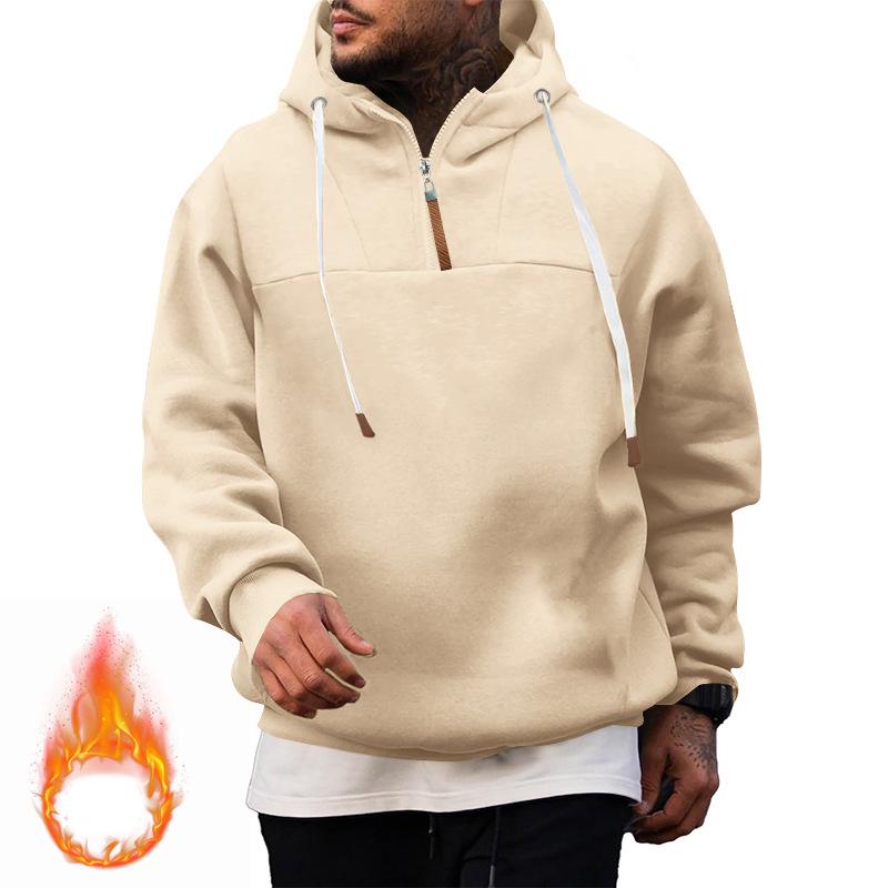 

European, American Autumn and Winter American Heavy Hooded Sweater Thickened Casual Jacket Men s Loose Sweater Tank Suit XXXL абрикосовий