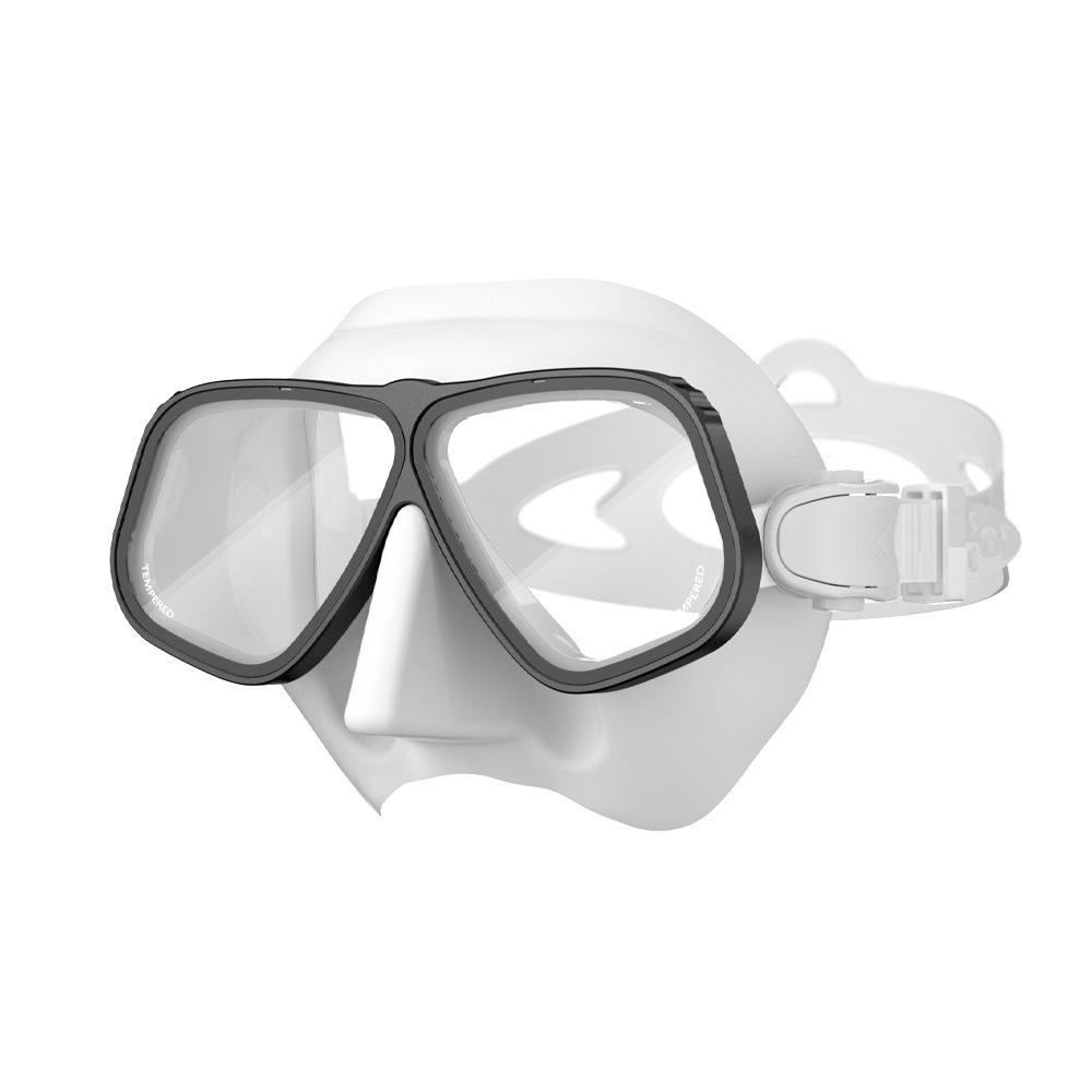 Hot Selling Double Lens Anti-Fog Free Diving Mask Tempered Glass Myopia Lenses Aluminum Alloy Frame Liquid Silicone Spearfishing