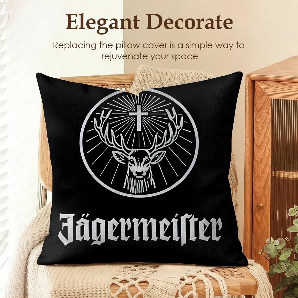 Fashion JJaegermeisterS Cushion Cover Natural Linen Organic Fabric DoubleSided Printing Sofa Home Decor Gift Pillow Case