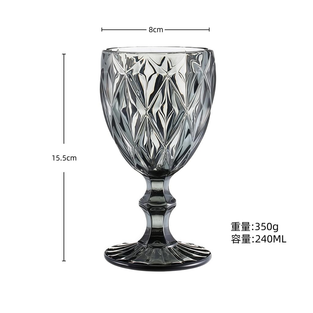 European Embossed Wine Glass Thickened Colorful Glass High Foot Juice Cup Retro Red Wine Glass