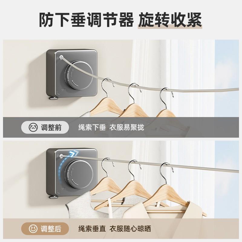 Retractable Stainless Steel Clothesline Indoor Balcony Window Bathroom Hotel No Drill Installation