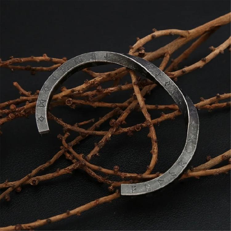 Simple Nordic Rune Bracelet Nordic Inspired Rune Open Cuff Bracelet for Men Stainless Steel Designs Bangle