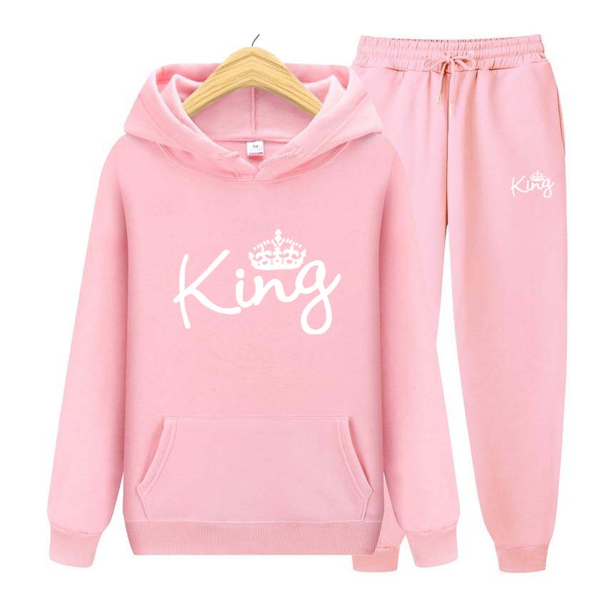 Men Tracksuits Set Spring Autumn King Print Sweatshirt Long Sleeve Hoodie Set Men Womens Hoodies Pants Clothes