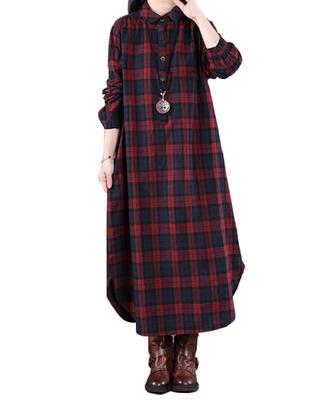 Three Joy Women's Long Dress, Cute, Plus Size, Casual, Red, Size L