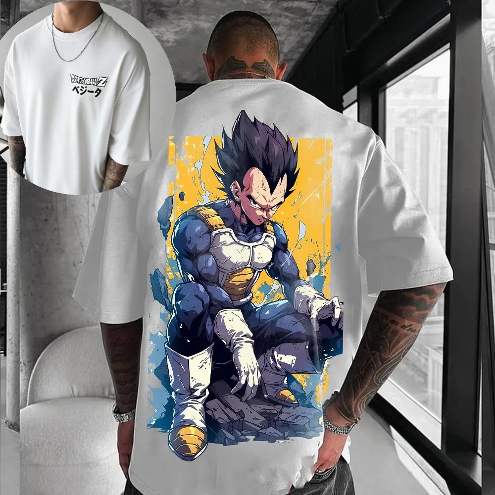 New Dragon Ball Anime Goku Roundneck Shortsleeved 2026 Bandai Summer Mens Sports Loose and Breathable Cotton Tshirt