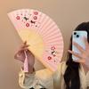 Chinese Style Bamboo Tassels Ink Wash Pattern Dance Party Show Silk Cloth Ornament Folding Fan Hanfu 9 Colors