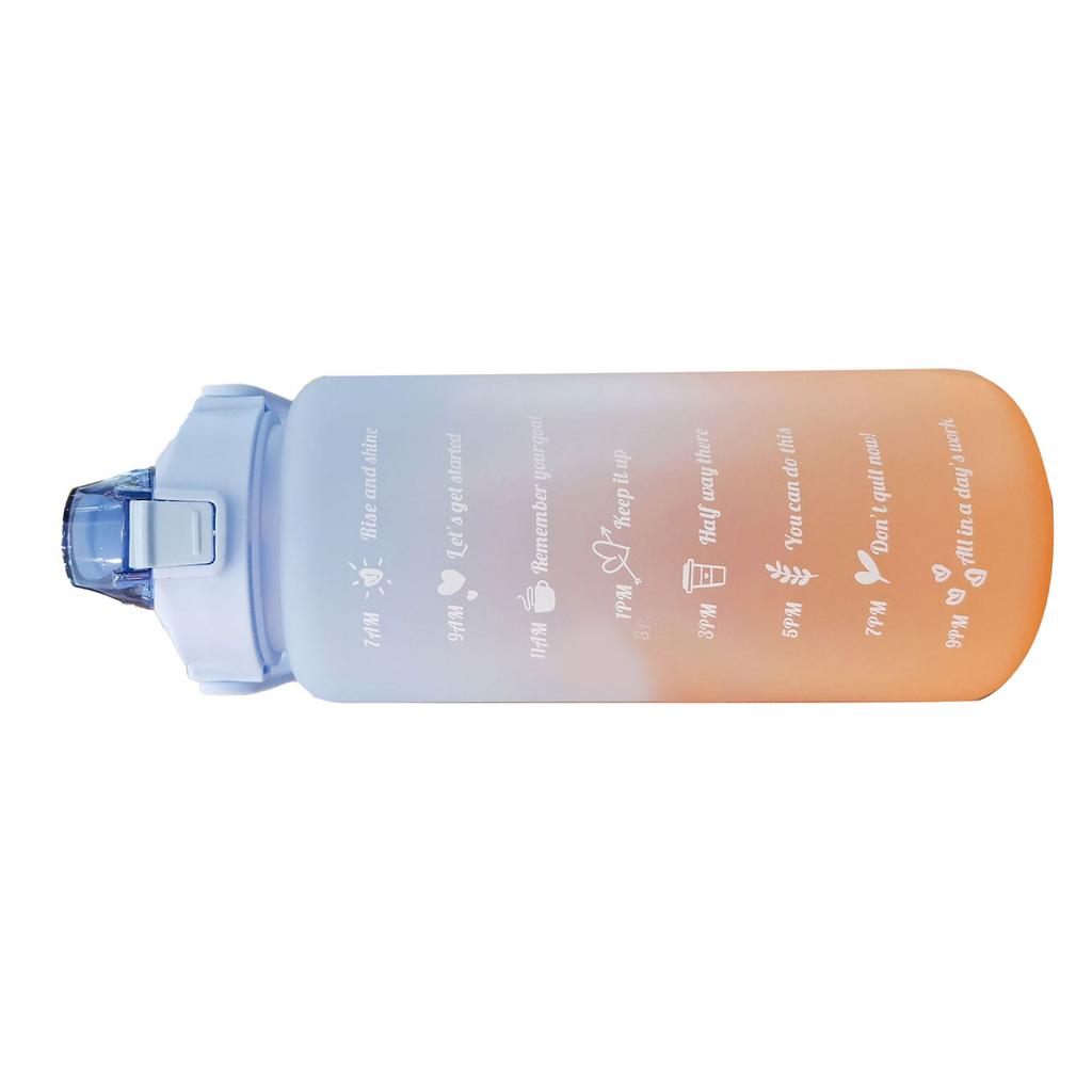 Straw Bottle Leakage Proof Frosted Gradient Color Open Sports Water Cup with Handle Clear Scale 2000ml