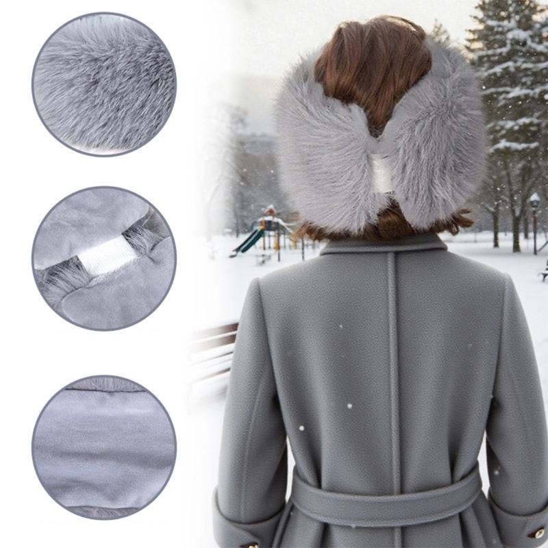 Thick Faux Furs Headbands Hat Windproof Hairband for Winter Warmth Comfortable Open Top Elastic Headwrap for Outdoor 2PCS