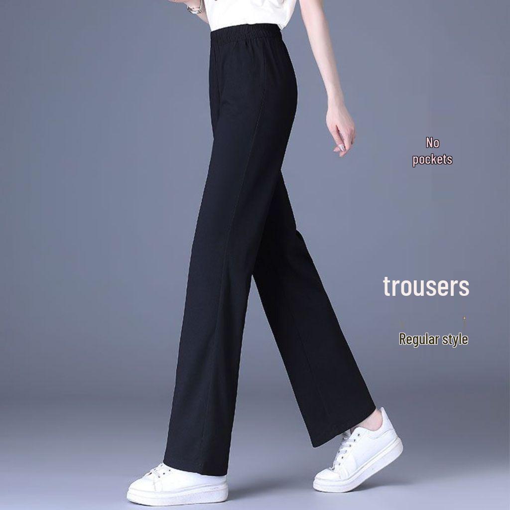 

Plus Size Women s Black Cropped Trousers - BOGO Free, Loose Fit, Straight Wide Leg, Casual Sports Style for Spring/Summer 2XL [125-140 kg]