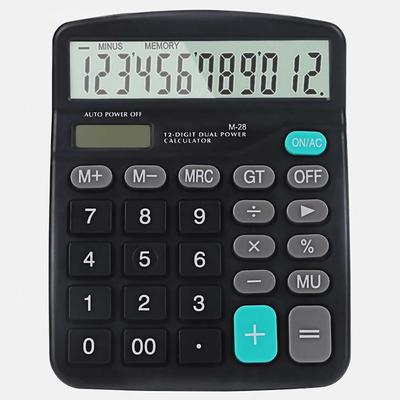 12 Digit Dual Power Basic Calculator Handheld Desktop Calculator with Large LCD Display Big