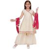 Preneum Girls' Cotton Rayon Gota Pati Floral Printed Angrakha Kurta with Sharara & Dupatta,, Years