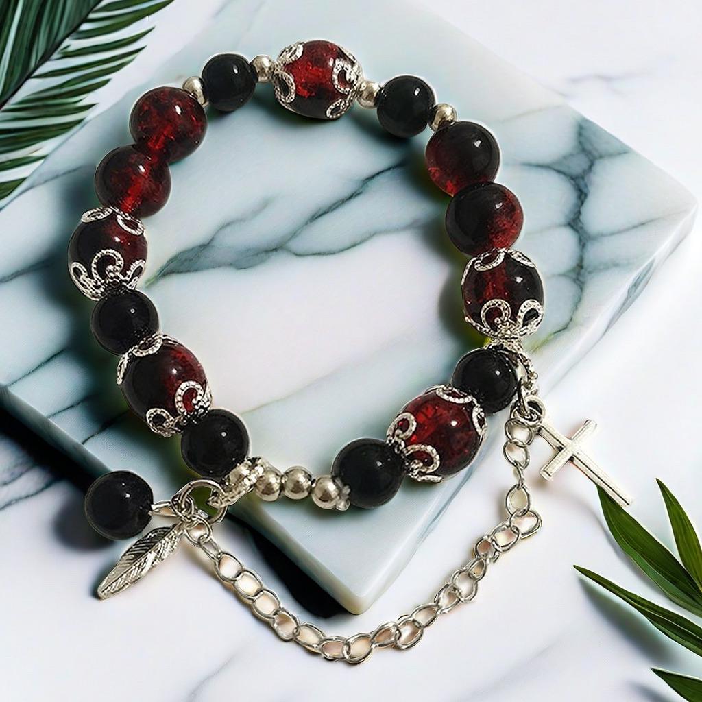 Super Fairy Forest Gradient Glass Bracelet - Chic Chinese Style Gift for Women and Best Friends, Lightweight Luxury Accessory