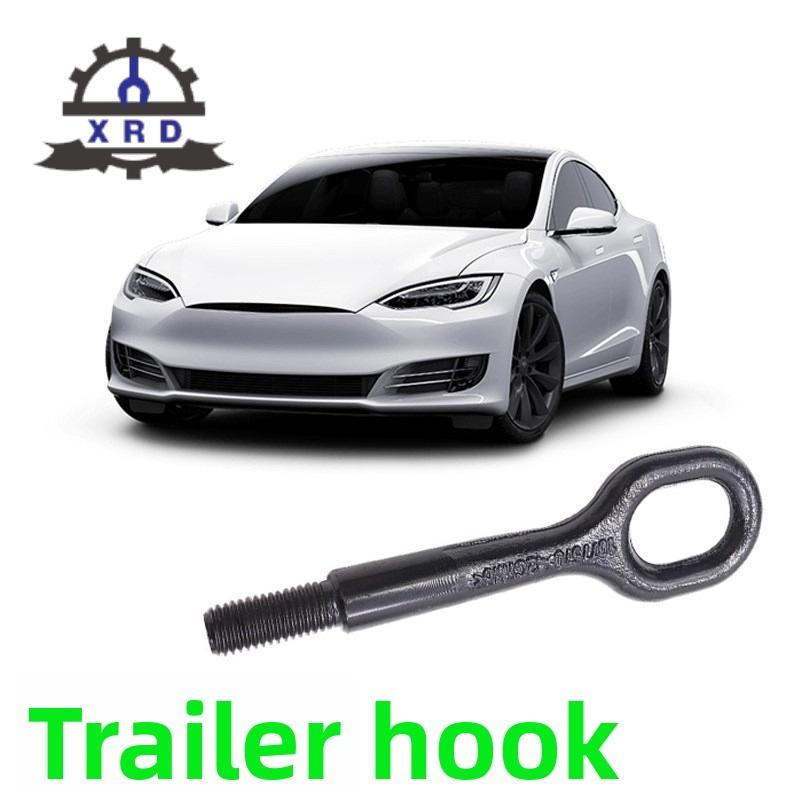 1077570 Towing Bars Towing Eye Hooks Black Coating Front Bumper Towing Ring for TESLA Model 3 Y S X 2017-2023