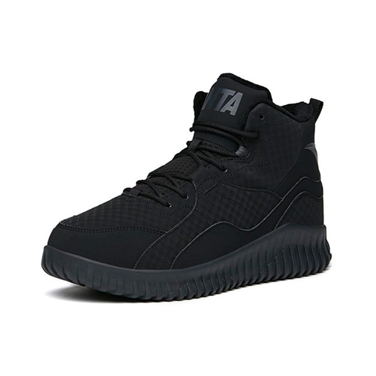 Anta Lifestyle Series Fabric Synthetic Leather Fleece Mid-Top Sports Casual Shoes Men Sneakers Black 112148903-2