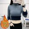 High quality integrated fleece sweater women's winter fleece thickened new semi-turtleneck warm versatile bottoming shirt drive DNU