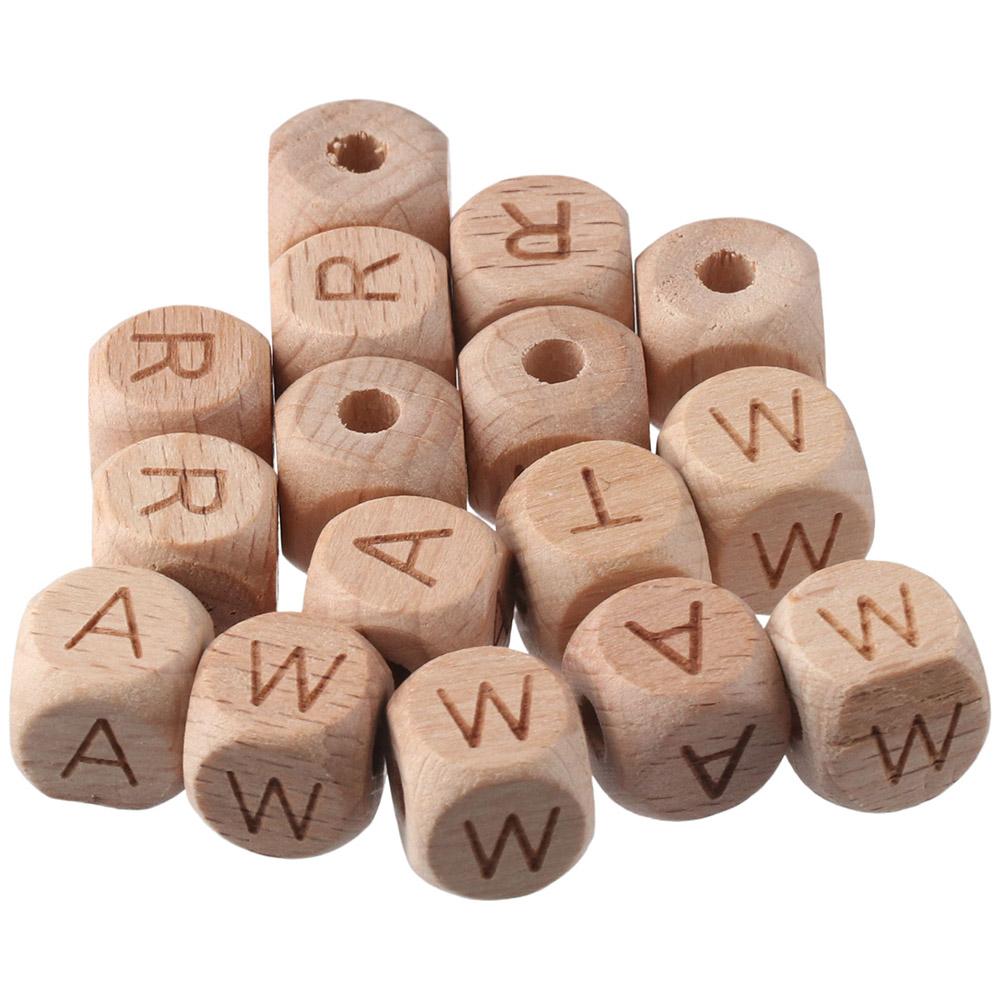 Bracelet Wooden Wooden Beads Letter Cube Alphabet Beads Star Heart Wood Spacer Beads DIY Crafts