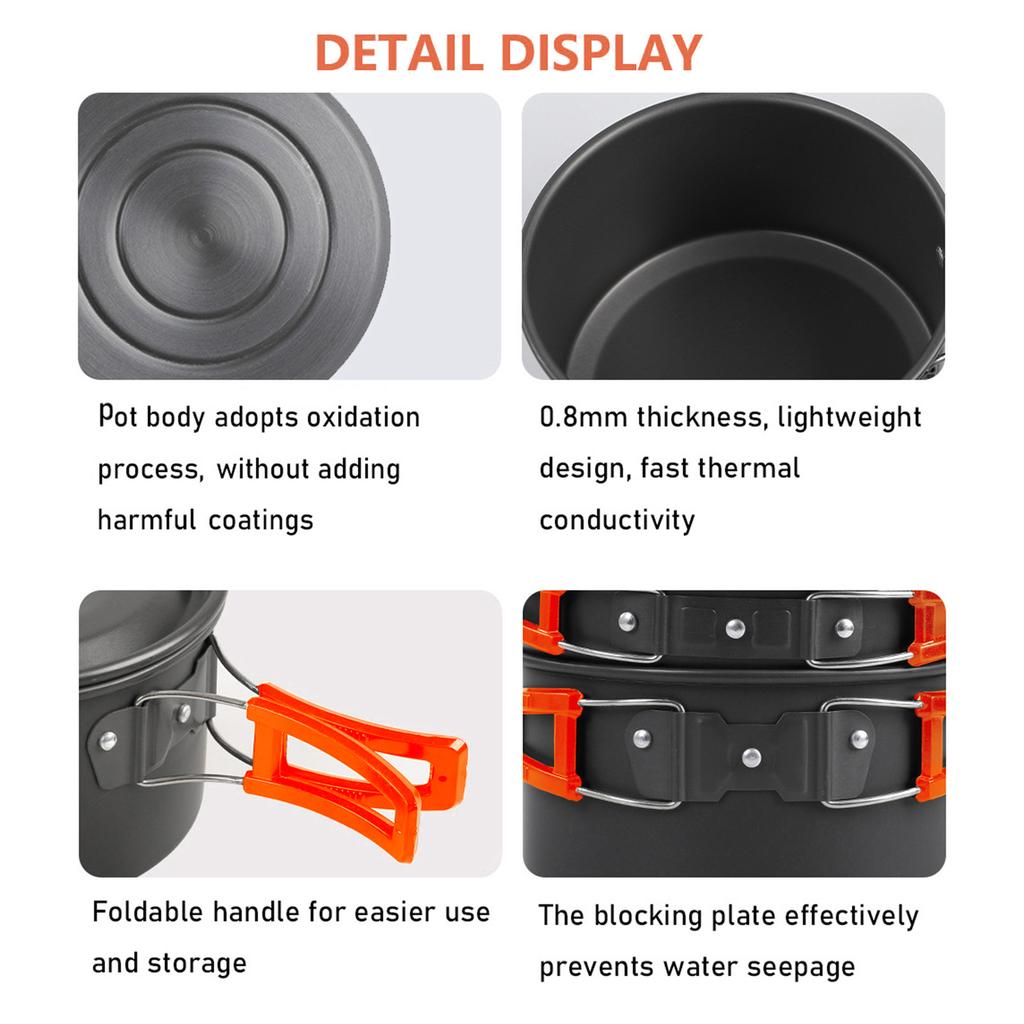 34PCS Camping Cookware Set Outdoor Cooking Pot with Nonstick Coating Portable Foldable Handle for Hiking Picnic