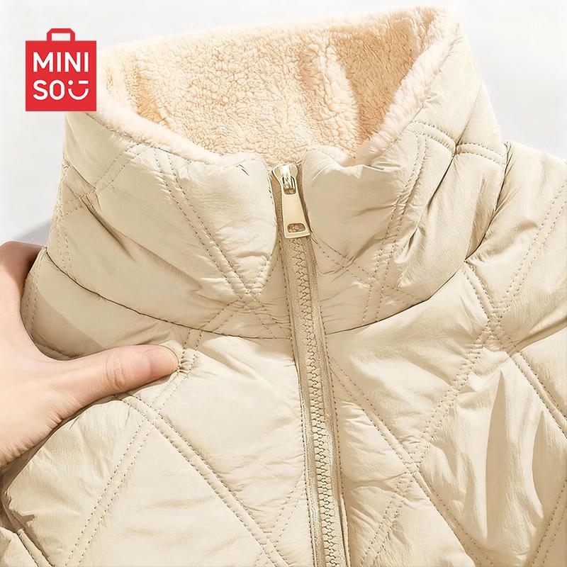

MINISO Men s Warm Thickened Diamond Quilted Stand Collar Winter Jacket L