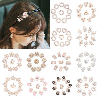 Apparel Sewing Flower-shaped Crystal Pearl Hairpins Rhinestone Buttons Headwear Clip Pearl Button