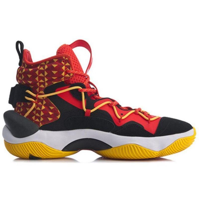 Li-Ning Air Strike 6 Premium Comfortable Sports Shock Absorption Non-Slip Wear-Resistant High-Top Basketball Shoes Men Sneaker Red Yellow ABAQ011-6