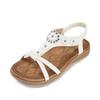 Summer 2026 Women's Bohemian Wedge Sandals with Flowers and Rhinestones, Large Size Beach Shoes