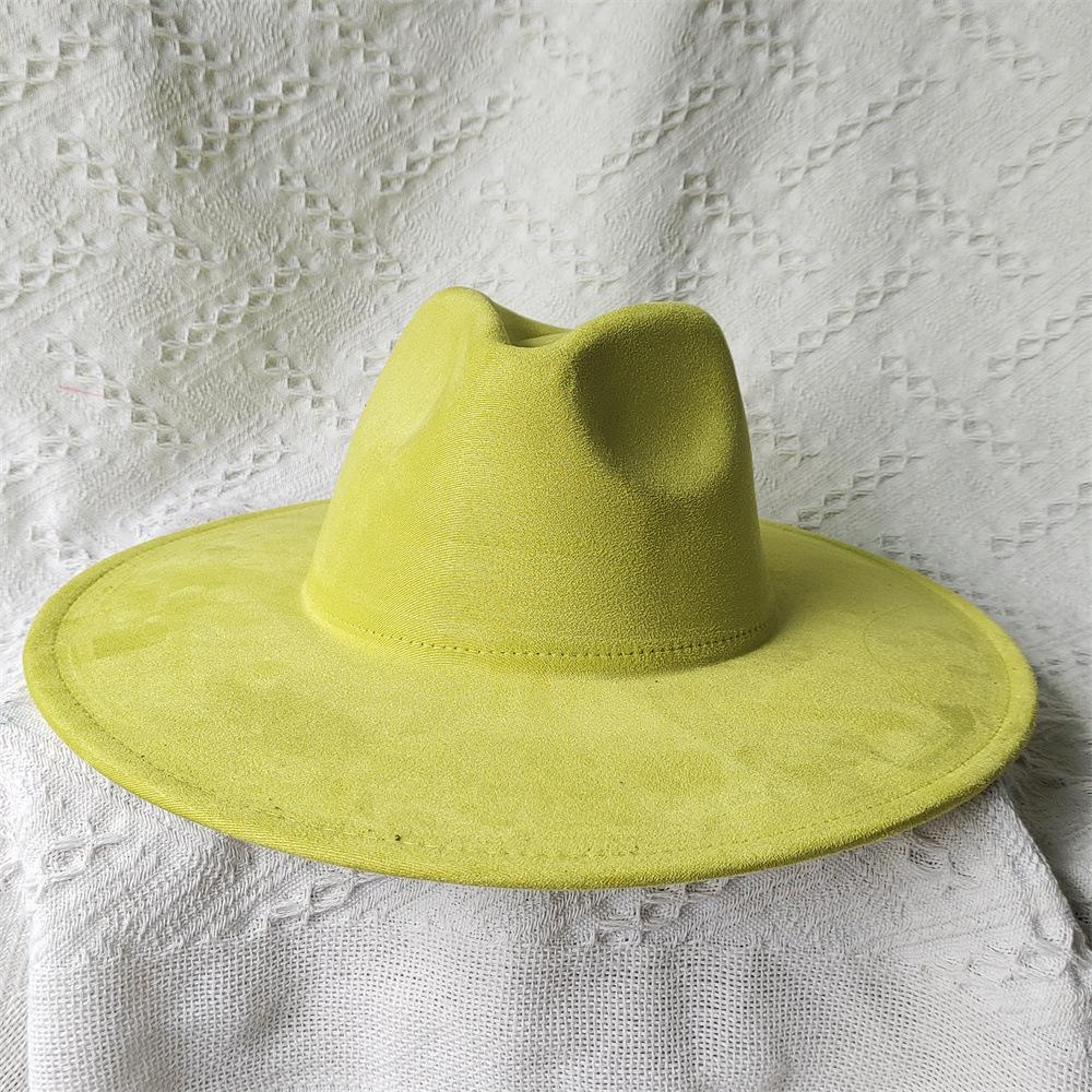 New Color Malachite Green Suede Top Hat Big Edge 9.5Cm Peach Heart Top Jazz Hat Simple And Fashionable
